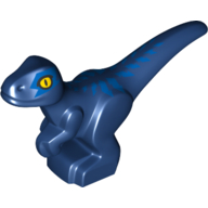 Lego Animal, Dinosaur, Raptor, Baby, with Blue Streaks/Lines, Yellow Eye