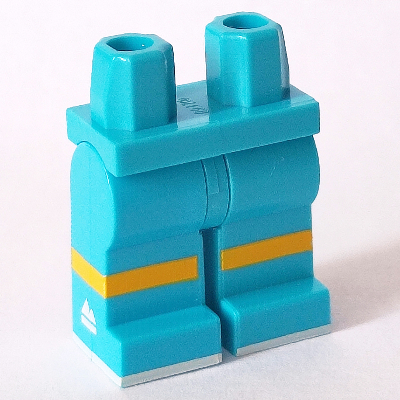 Lego Hips and Medium Azure Legs with Yellow Knees, White Sports Logo and Boots Print