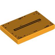 Lego Tile 2 x 3 with Black rectangle, Rust Stains Print