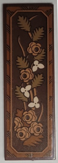 Lego Tile 2 x 6 with Wooden Panel with Dark Orange and Dark Tan Leaves, Tan and Nougat Flowers Pattern Model Left Side (Sticker) - Set 21344