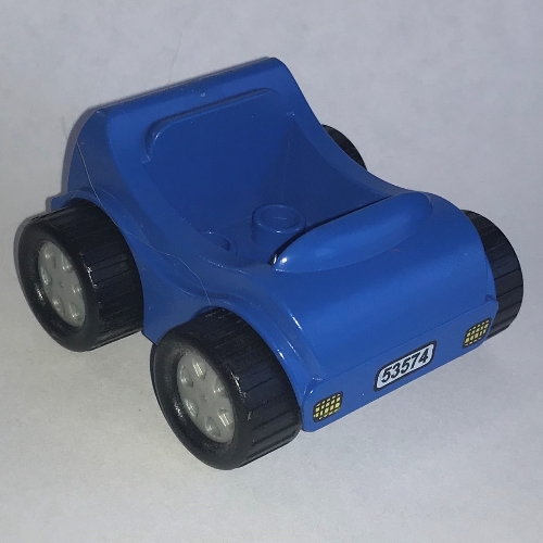 Lego Duplo Car with Silver Wheels and Headlights and '53574' License / Number Plate