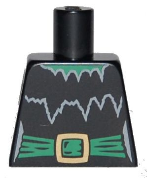 Lego Torso Witch with Torn Collar and Green Belt with Gold Buckle Pattern / Black