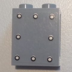 Lego Panel 1 x 2 x 2 with Side Supports - Hollow Studs with 8 Rivets Pattern (Sticker) - Set 6864 / Light Bluish Gray