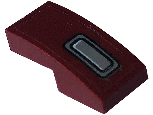 Lego Slope, Curved 2 x 1 x 2/3 with Black and Silver Air Vent Pattern Model Right Side (Sticker) - Set 76903