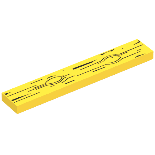 Lego Tile 1 x 6 with Wood Grain Print / Yellow
