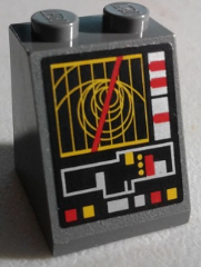 Lego Slope 65 2 x 2 x 2 with Bottom Tube with SW Cannon Operating Monitor and Control Panel Pattern (Sticker) - Set 7879