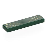 Lego Tile 1 x 4 with Bright Light Yellow Triangles in 4 Rows Print / Dark Green