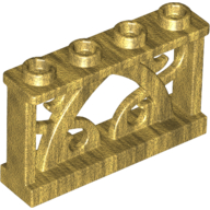 Lego Fence Ornamented 1 x 4 x 2 with 4 Studs / Pearl Gold