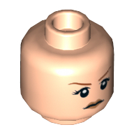 Lego Minifig Head Claire Dearing / Lois Lane / GCPD Officer, Dark Orange Eyebrows and Nougat Lips, Determined Closed Mouth / Worried Open Mouth Print / Light Nougat