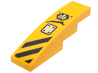 Lego Slope, Curved 4 x 1 with Black Danger Stripes, Panel and Chima Logo Pattern Model Left Side (Sticker) - Set 70014 / Bright Light Orange