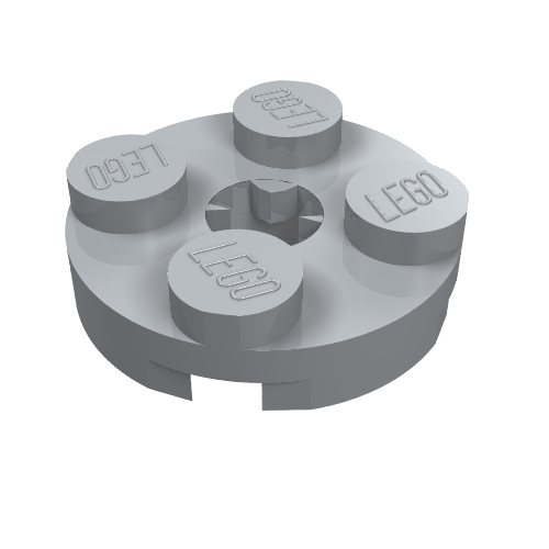 Lego Plate Round 2 x 2 with Axle Hole Type 2 (X Opening) / Light Bluish Gray