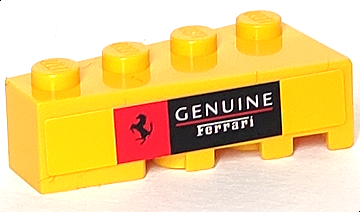 Lego Wedge 4 x 2 Left with White 'GENUINE Ferrari' and Red and Black Ferrari Logo Pattern (Sticker) - Set 8143