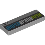 Lego Tile 1 x 3 with 'WORLD GRAND PRIX' Print / Light Bluish Gray
