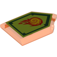 Lego Tile Special 2 x 3 Pentagonal with Nexo Power Shield Print - Rolling Fireball