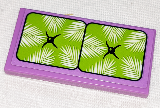 Lego Tile 2 x 4 with Lime Seat Cushion with Black Buttons Pattern (Sticker) - Set 41347 / Medium Lavender