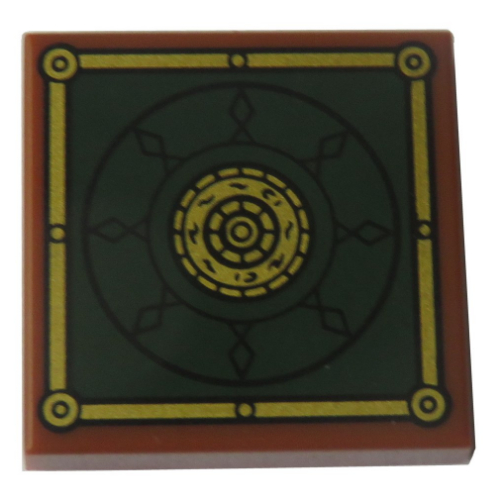 Lego Tile 2 x 2 with Circle inside Square Print / Reddish Brown
