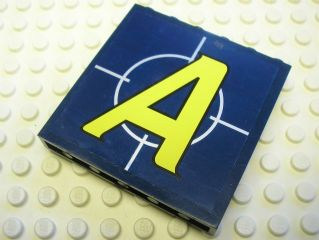 Lego Panel 1 x 6 x 5 with Agents Logo Yellow Letter A over Light Bluish Gray Crosshairs Pattern (Sticker) - Set 8635