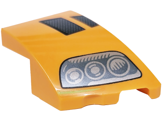Lego Wedge 3 x 2 Right No Studs with Black and Dark Silver Honeycomb Air Vent and Silver Headlight Pattern
