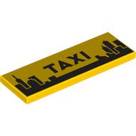 Lego Tile 2 x 6 with black 'TAXI', City Skyline Print / Yellow