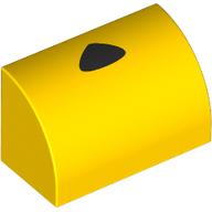 Lego Brick Curved 1 x 2 x 1 No Studs with Black Triangle Print / Yellow