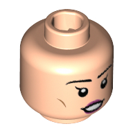 Lego Minifig Head Wonder Twin Jayna, Eyebrows, Mascara, Pink Lips Print / Light Nougat