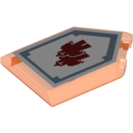 Lego Tile Special 2 x 3 Pentagonal with Nexo Power Shield Print - Cloning / Trans-Neon Orange