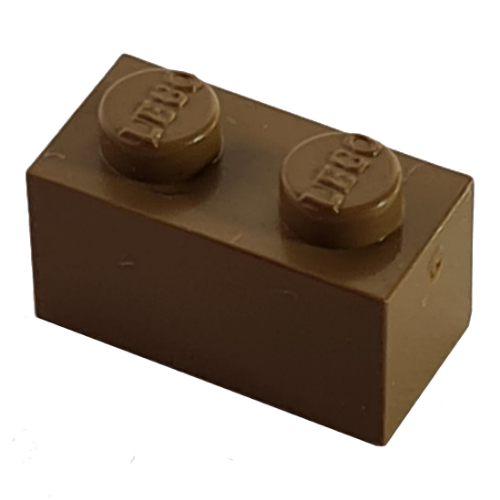 Lego Modulex Brick 1 x 2 with LEGO on Stud / Modulex Brown