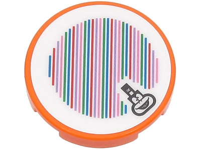 Lego Tile, Round 2 x 2 with Bottom Stud Holder with Super Mario Scanner Code Lemmy Pattern (Sticker) - Sets 71403 / 72036