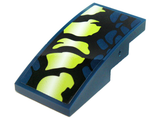 Lego Slope, Curved 4 x 2 with Yellowish Green and Black Scales Pattern Model Right Side (Sticker) - Set 70736