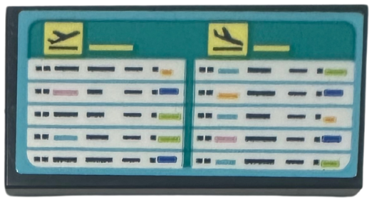 Lego Tile 2 x 4 with Airline Flight Arrivals and Departures Screen Pattern (Sticker) - Set 42656