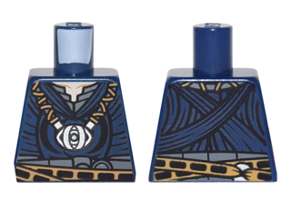 Lego Torso Coat over Dark Bluish Gray Shirt, Metallic Silver Eye-shaped Medallion Pattern / Dark Blue