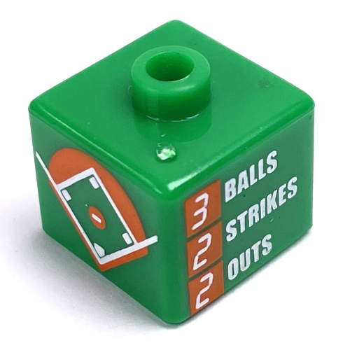 Lego Pen Bead, Square with Baseball Diamond, Score Board Print / Green
