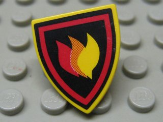 Lego Minifigure, Shield Triangular Short with Fire Logo Pattern (Sticker) - Set 7240