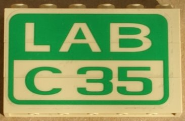Lego Stickered Assembly 6 x 1 x 3 with 'LAB C35' Pattern (Sticker) - Set 4851