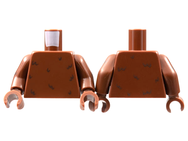 Lego Torso with Dark Brown Fur Pattern / Reddish Brown Arms with Dark Brown Fur Pattern / Reddish Brown Hands