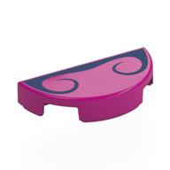 Lego Tile Round 1 x 2 Half Circle with Dark Blue Handle Bar Moustache Print