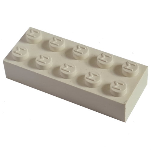 Lego Modulex Brick 2 x 5 with M on Studs / Modulex White