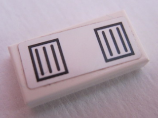 Lego Tile 1 x 2 with Two Black Boxes with 3 Stripes Pattern (Sticker) - Set 8681