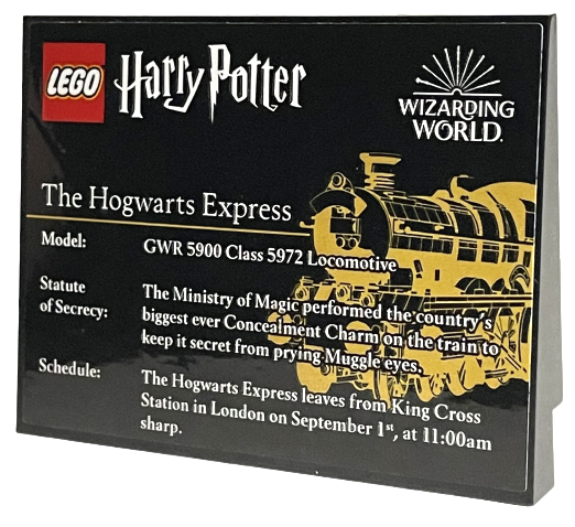 Lego Slope 10 6 x 8 with LEGO Harry Potter Hogwarts Express Details - First Version with 'GWR 5900' and 'King Cross' Pattern (Sticker) - Set 76405