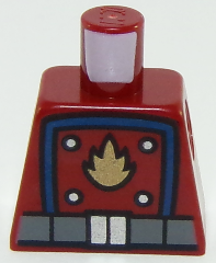 Lego Torso Flame Logo with Blue Rectangle and Dark Bluish Gray Belt Pattern / Dark Red