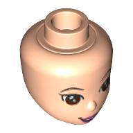 Lego Minidoll Head, Brown Eyes, Pink Lips and Open Mouth Print (Mulan) / Light Nougat