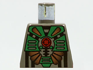 Lego Torso Aquazone Stingray with Red Circle with Target, Copper Spikes, and Green Armor Pattern / Dark Gray