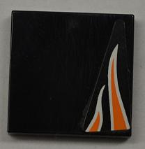 Lego Tile 2 x 2 with Orange Flames on Black Background Pattern Model Left Side (Sticker) - Set 8125 / Black