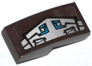Lego Slope, Curved 2 x 1 x 2/3 with Blue and Silver Gorilla Armor Pattern Model Right Side (Sticker) - Set 70125