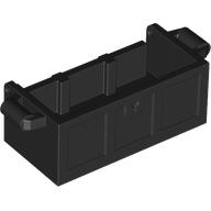 Lego Treasure Chest Bottom with Rear Slots, with Groove / Black