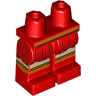 Lego Hips and Red Legs with Pleated Skirt, Orange Waist, Sock Tops, and Light Nougat Knees Print / Red