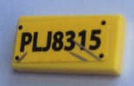 Lego Tile 1 x 2 with 'PLJ8315' and Silver Scratches Pattern (Sticker) - Set 75933 / Yellow