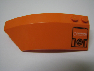 Lego Wedge 8 x 3 x 2 Open Left with 'Filler Cap and 'WARNING FLAMMABLE LIQUID' Pattern (Sticker) - Set 7706