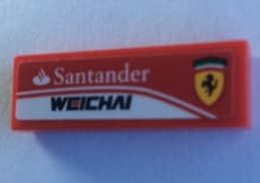 Lego Tile 1 x 3 with 'Santander', 'WEICHAI' and Ferrari Logo Pattern Model Left Side (Sticker) - Set 75879