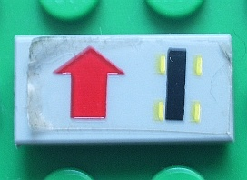 Lego Tile 1 x 2 with Car, Red Straight Arrow Pattern Left (Sticker) - Set 8082